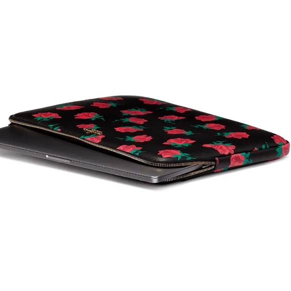 KATE SPADE MADISON BLACK ROSE TOSS PRINTED LAPTOP SLEEVE CASE BAG $110 N… - Picture 2 of 4